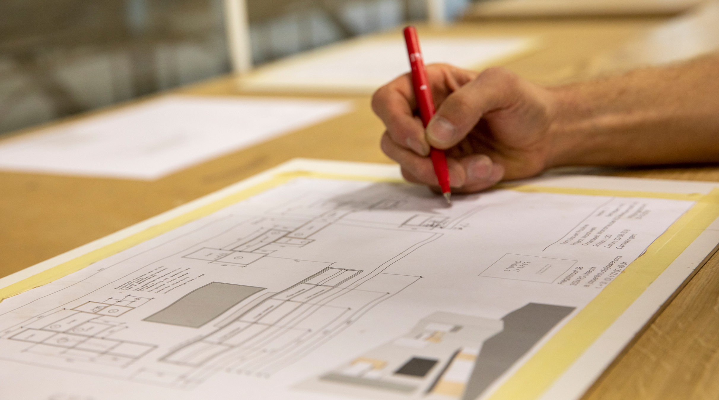 bouwtekening voor een interieurproject van Studio Jasper